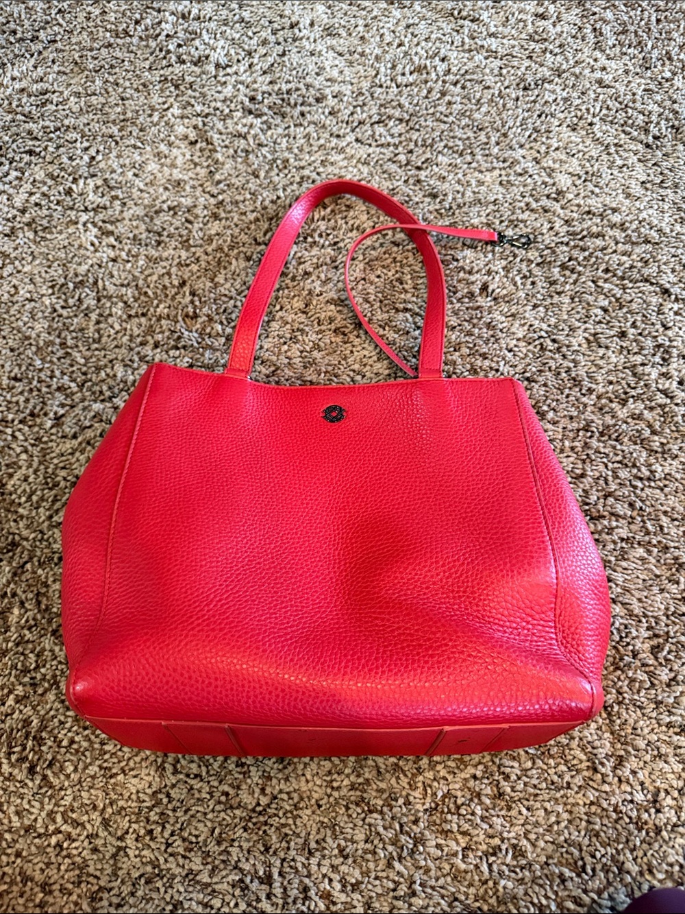 Red Leather Tote Shoulder Bag